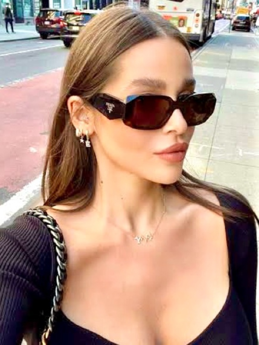 PRADA Sunglasses Small Geometric Havana Honey Tortoise - Picture 2 of 5
